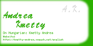 andrea kmetty business card